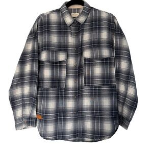 Simply Southern Blue and White Plaid Button-Down Shacket